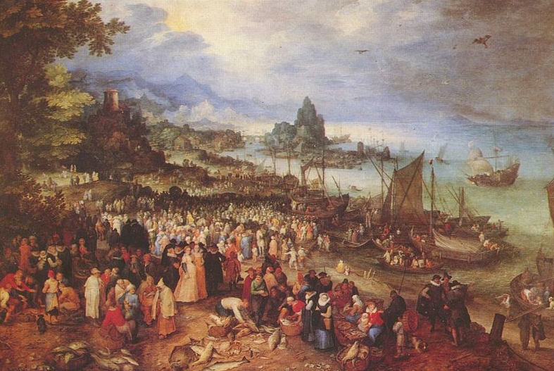 Sea port with the lecture of Christ